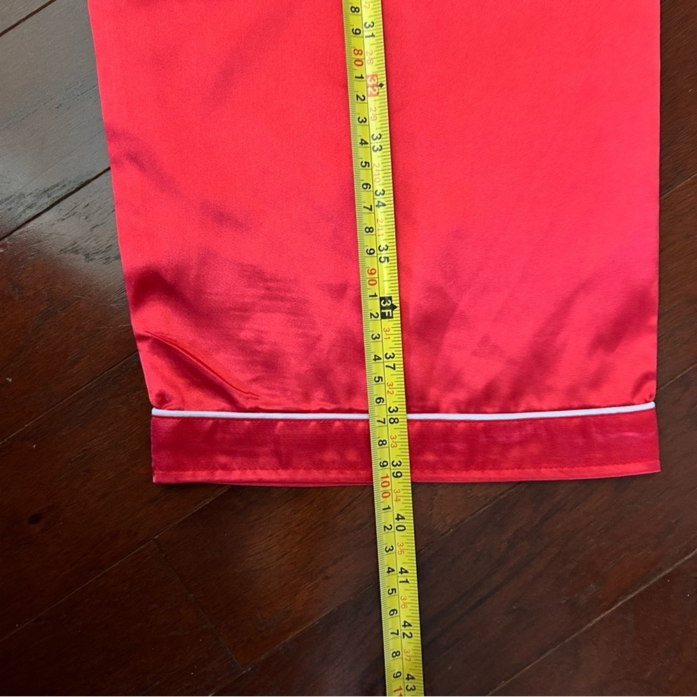 Red Satin Pajama Set long sleeve top size large pants medium - Picture 6 of 10